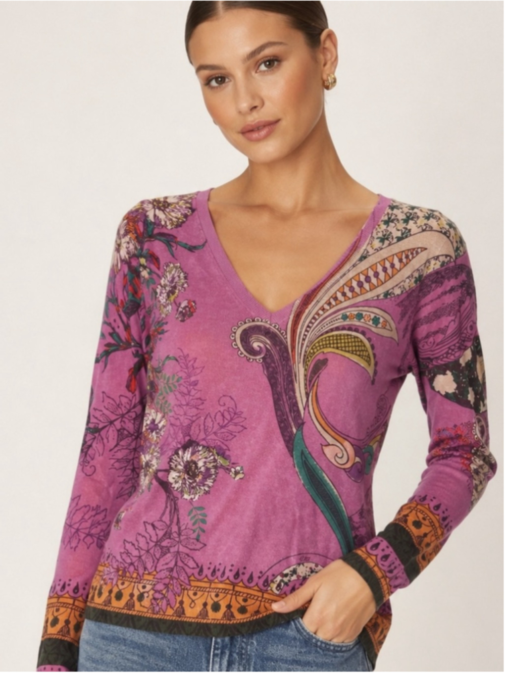 ETRO Silk & Cashmere Paisley Sweater | Made in Italy | Size 48